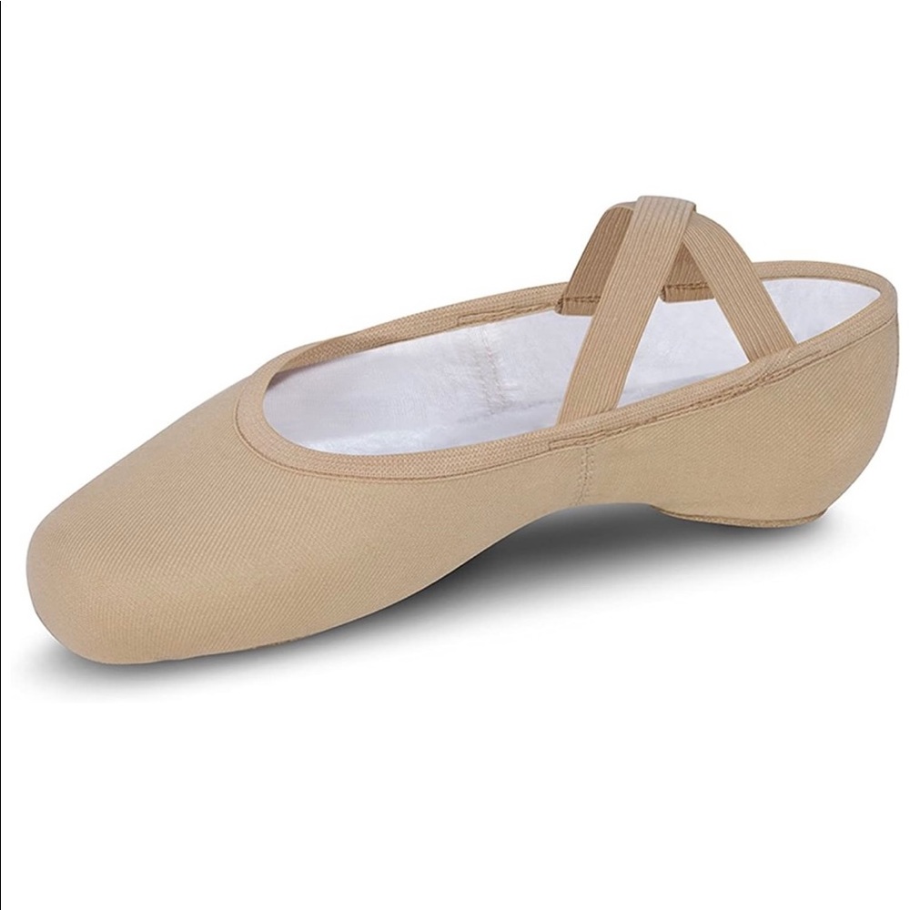 Canvas split sole ballet slippers, nude